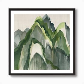 Japanese Watercolour Of Mount Kirigamine 2 Art Print