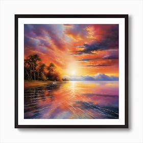 Sunset Over The Water 1 Art Print