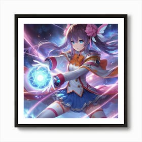 Anime Girl Holding A Star 1 Art Print