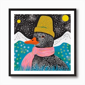 Duck In A Hat Colourful Geometric 3 Art Print