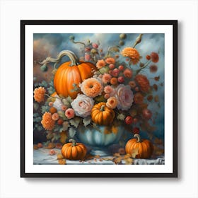 Pumpkins In A Vase Art Print