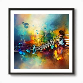 Colorful Music Notes Art Print
