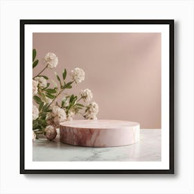 Pink Marble Cake Stand 1 Art Print