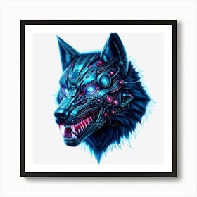 Cyber wolf Art Print