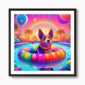 Dog In The Pool 1 Art Print