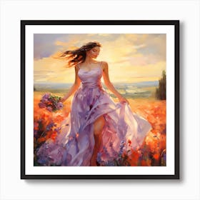 Girl In A Field Art Print