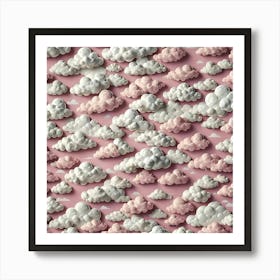 Clouds On A Pink Background Art Print