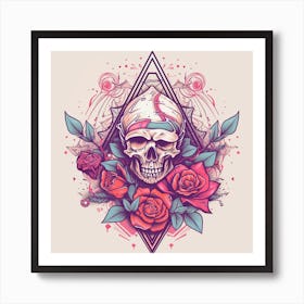 Skull With Roses 2 Art Print