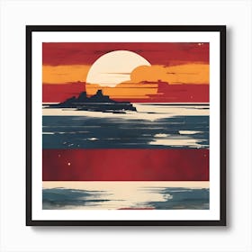 Sunset Over The Ocean Art Print