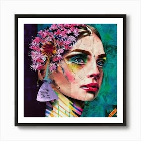 Woman With Flowers In Her Hair Art Print