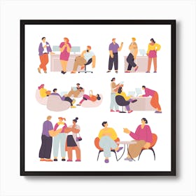 People Working In Office Employees At Workspace Art Print