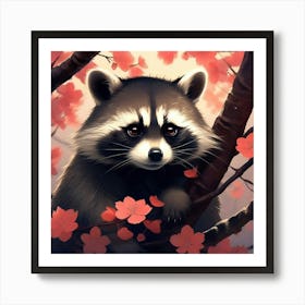 Japanese raccoon 1 Art Print