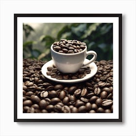 Coffee Cup On Coffee Beans 18 Art Print