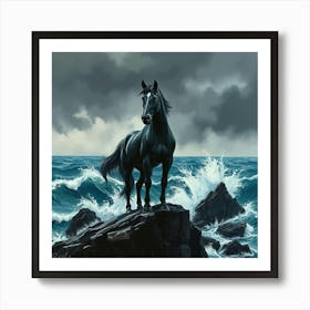 Black Horse In The Ocean 1 Art Print