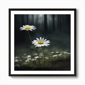 Daisies In The Forest Art Print