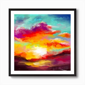 Sunset Painting 2 Square Art Print