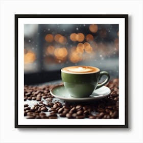 Coffee Cup With Coffee Beans 4 Art Print