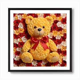 Teddy Bear With Roses 5 Art Print