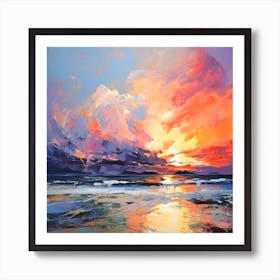 Abstract Colorful Exploding Ocean Sunset Art Print