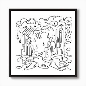 Rain and puddles Picasso style Art Print