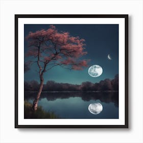 Moon And Tree Art Print