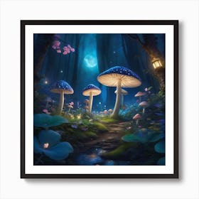 Mushrooms In The Forest Art Print