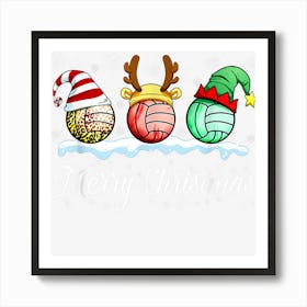 Merry Christmas Volleyball Santa Hat Elf Reindeer Volleyball Art Print