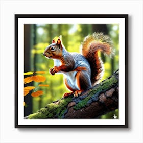 Squirrel In The Forest 356 Art Print