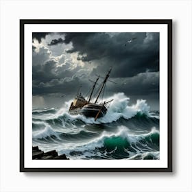 Survival at Sea: Storm and Wings Art Print