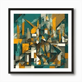 Cityscape Fragmented Cubism Style Art Print