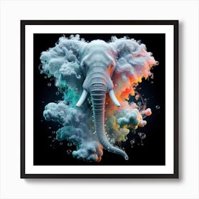 Elephant With Clouds Art Print