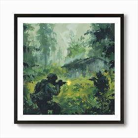 Soldiers In The Woods Art Print