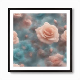 Pink Wallpaper Roses Art Print