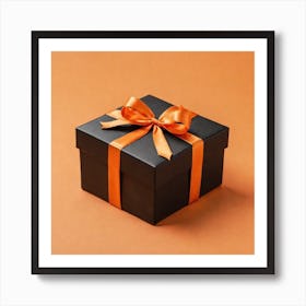 Black Gift Box With Orange Ribbon 1 Art Print