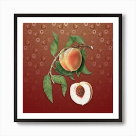 Vintage Peach Botanical on Falu Red Pattern n.2093 Art Print