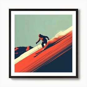 Skier On The Slopes 3 Art Print