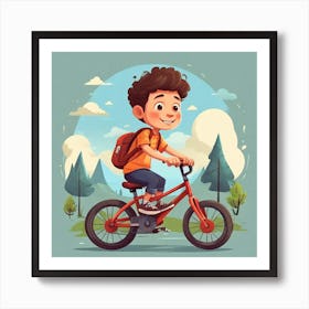 Boy Riding A Bike Art Print