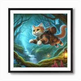 Cat In The Forest Art Print