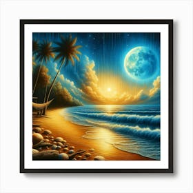 Beach At Night Art Print