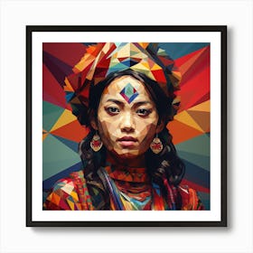 Geometric Nepalese Woman 02 Art Print