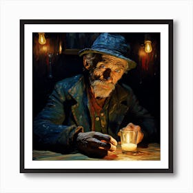 Old Man With Candle Art Print