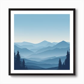 Misty mountains background in blue tone 13 Art Print