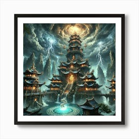 A Dramatic Scene Of The Temple Of Storms Art Print