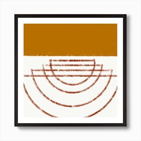 Golden Bowls - mid century modern painting Art Print