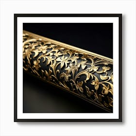 Bright Gold Metallic Border Smooth Texture Intricate Filigree Patterns Glinting Under Soft Diffu 2 1 Art Print