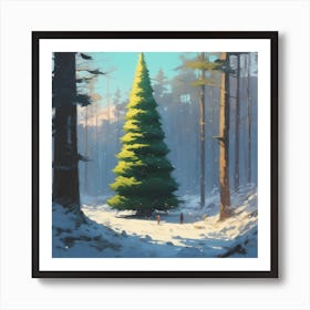 Christmas Tree In The Forest 17 Art Print