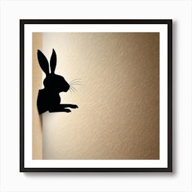 Rabbit Silhouette Wall Art, black bunny rabbit Art Print
