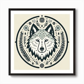 Scandinavian style, wolf 1 Art Print