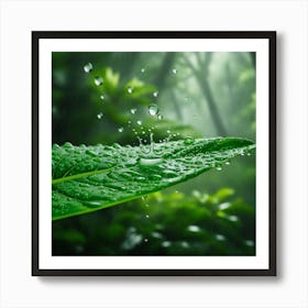 Raindrops On A Leaf Art Print