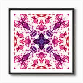 Pink Watercolor Flower Pattern From Bubbles 1 Art Print